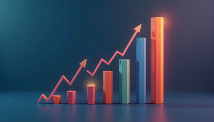 Upward Trending Bar Chart Graph: A bar graph showing an increasing trend, symbolizing business growth or profit.

