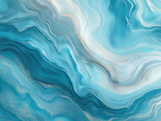 Obraz premium Abstract aqua marble with silver highlights and ocean blue curves for tile prints, wall tile design, tiles kitchen, mosaic tiles, tiles bathroom, and modern backsplash tile design