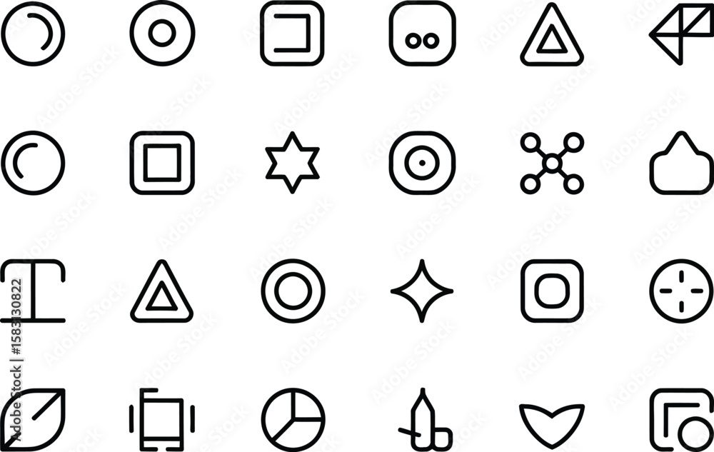 Poster various minimalist vector icons are arranged with clean lines