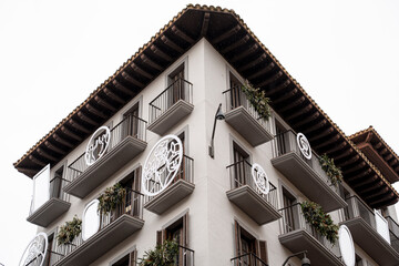 Elegant architecture in Pamplona Navarra showcasing intricate design and charming balconies