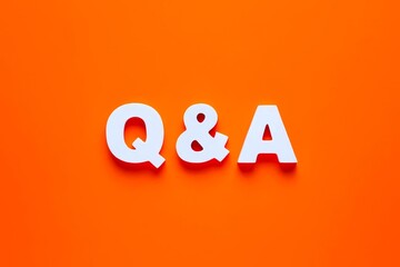 Q&A text on orange background.