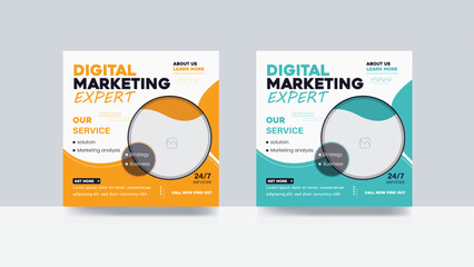 Marketing expert agency business promotion or square web banner template design