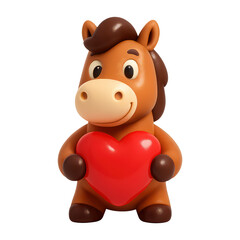 PNG Cute horse holding heart illustration.