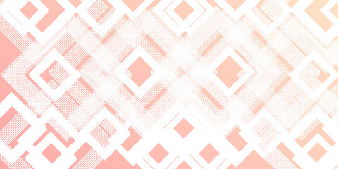 Geometric abstract background with white diamond line patterns on a soft pink and peach gradient.eps10