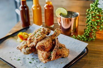 southern buttermilk fried chicken, white meat and dark meat