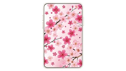 A smartphone screen displaying a delicate pink cherry blossom pattern
