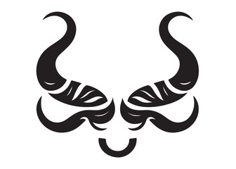 Fototapeta premium animal horns logo silhouette vector, horn logo silhouette design, animal horns skull head silhouette vector illustration, animal head skull logo silhouettes vector on a white background