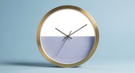 Elegant gold-framed clock showcasing time management on a soft blue background