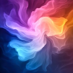 Obraz premium A vibrant swirl of colors blending seamlessly, this abstract image evokes a sense of movement and fluidity, Ideal for backgrounds, digital art projects, or wellness-themed materials,