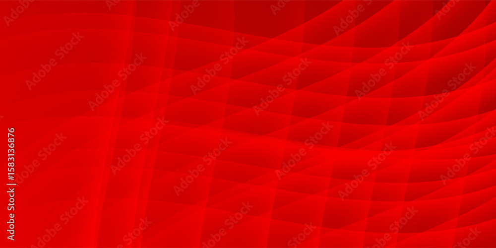 Poster vibrant red abstract background with dynamic geometric wave patterns and layered transparency effect