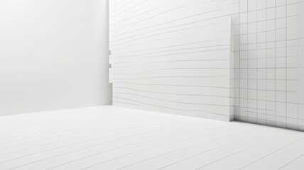 Minimal white grid background with centered copy space, abstract layout for product display