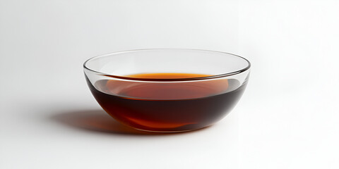 Clear glass bowl filled with dark liquid.