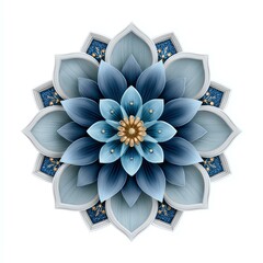 Intricate blue floral mandala design.