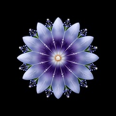 Stunning blue flower illustration on black background.