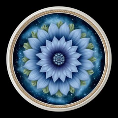 Stunning blue mandala floral design artwork.