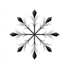Stylized black and white floral design element.