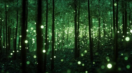Mystical glowing forest