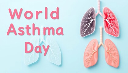 World Asthma Day concept with lungs illustration and medical awareness
