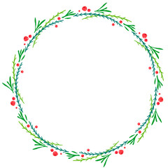 Fototapeta premium Leaf circle wreath frame illustration
