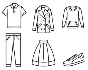 Fashion Clothing Set Linear Icons Vector Illustration Apparel Design Elements