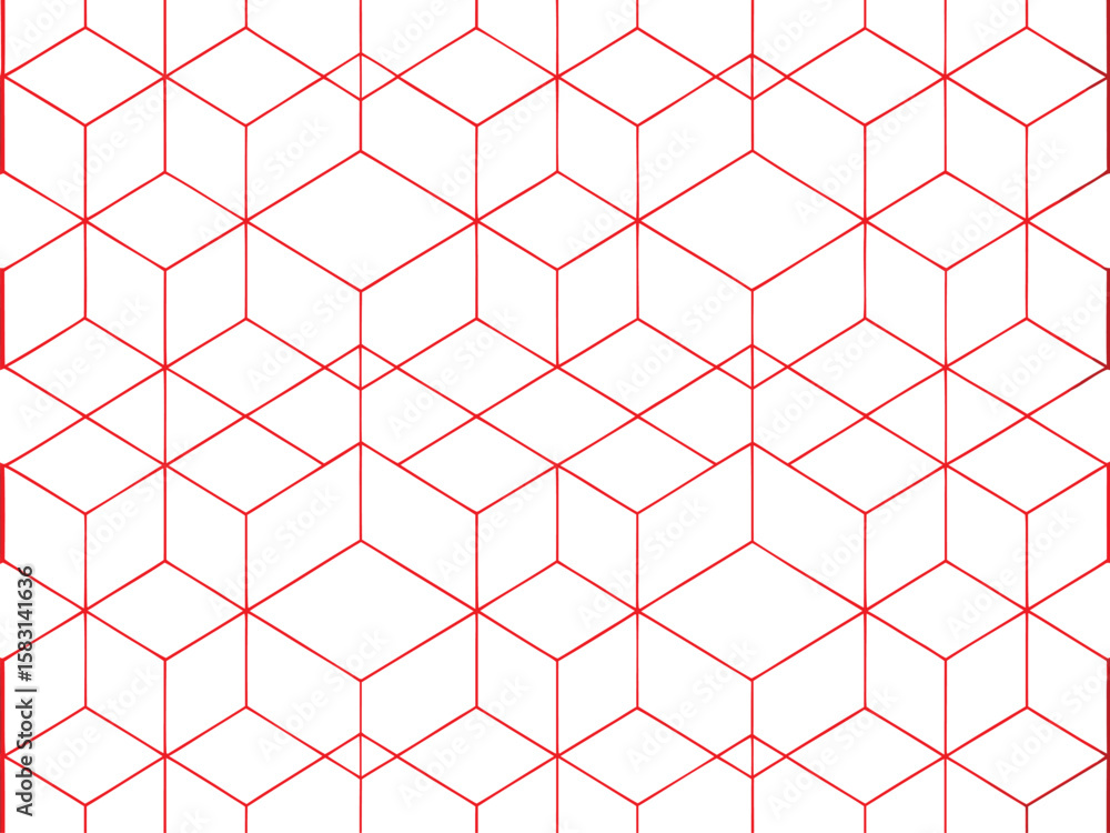 Aufkleber red geometric cube pattern design on white background for modern abstract decorations.