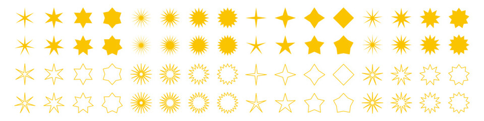 Star icon. Star vector set. Isolated stars shape set. Stars sign isolated. Gold star shape.