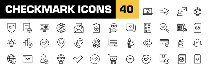 Checkmark line icon. Check mark vector line set. Isolated checkmark signs. Vector check mark symbol icon.