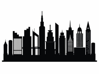 Obraz premium Cityscape Silhouette Vector Design Modern Architecture Urban Skyline Illustration