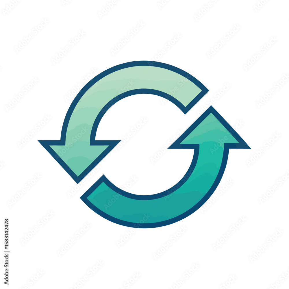 Poster circular arrow icon with watercolor texture refresh