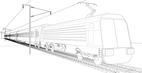 modern train sketch 3d illustration