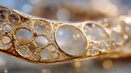 Golden Bubble Realm: Abstract Elegance in Light and Shadow