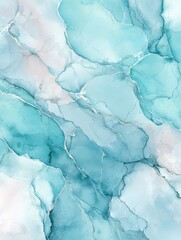 Obraz premium Sky blue and pastel teal marble swirls with white veins in watercolor effect for marble design, wallpaper design, tile design, wall design and exclusive luxury decorative professional design printing