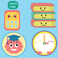 Fototapeta premium fun and colorful educational illustration icon activities and learning for kids