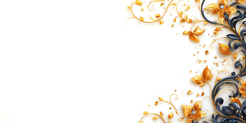Ornate gold and dark floral border design on a white background.