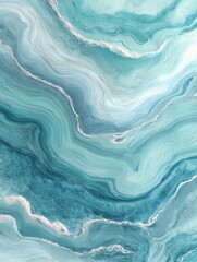 Fototapeta premium Soft pastel teal and sky blue marble swirls with watercolor style and white veins for high-end wallpaper design, wall design, tile design, marble design and exclusive decorative design printing projec