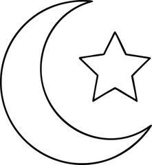 Silhouette of a crescent moon with a single star celestial body design