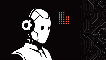 modern female robot black icon