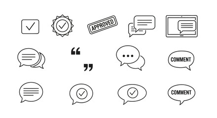 Communication and Approval Line Icons Set