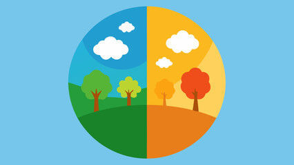 Fototapeta premium Dynamic Cartoon Circular Background Featuring All Four Seasons