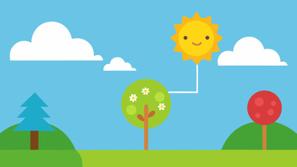 Vibrant Cartoon Spring Summer Transition Scene Depiction