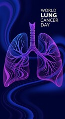 Luminous lungs illustration, health awareness for world cancer day