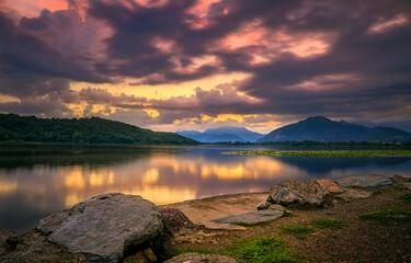 sunset on the lake