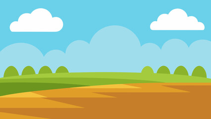 Obraz premium Charming Cartoon Field with Patches of Grass and Sky