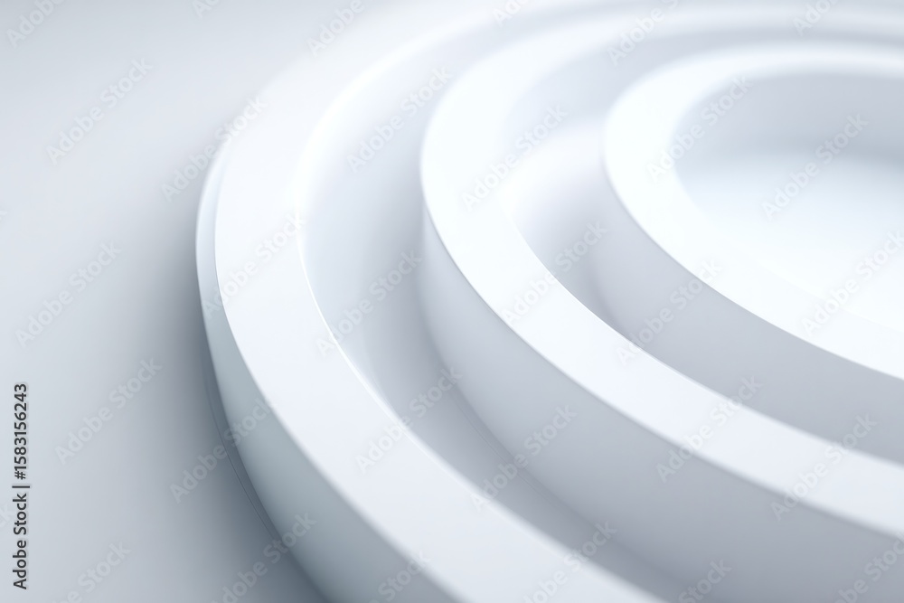 Poster white-on-white abstract fractal geometry with embossed shadow detail emerging from one edge