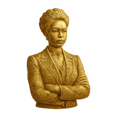 Obraz premium PNG Golden statue of confident woman