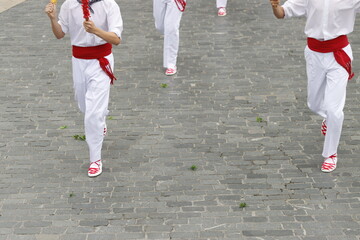 Dancers in traditional Basque folk costume