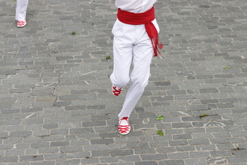 Dancers in traditional Basque folk costume