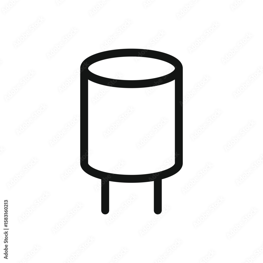 Poster capacitor line icon, electrolytic capacitor electronic component vector symbol with editable stroke