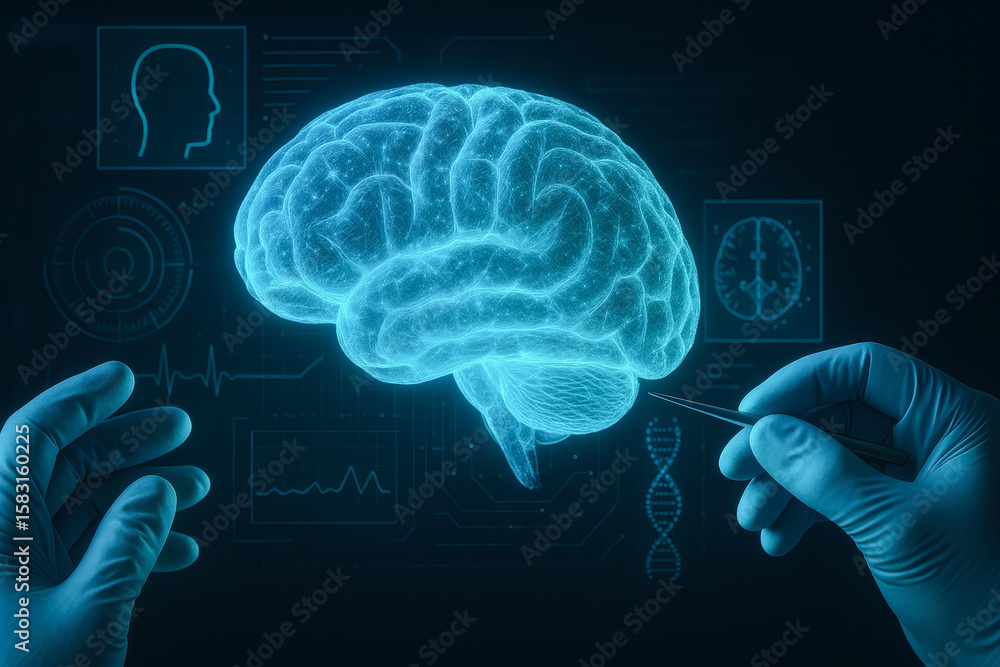 Aufkleber surgery and medical technology combine in this hologram analysis of brain to enhance precision and u