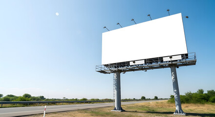 Large Empty Outdoor Billboard on Clear Sky Day in Rural Area
